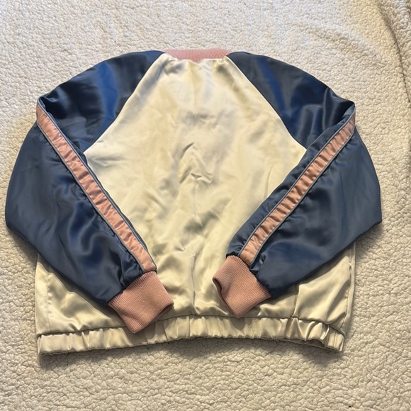 Abercrombie & Fitch Cream and Blue Bomber Jacket - Picture 3 of 3